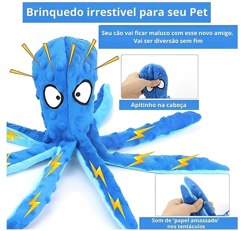 Brinquedo Para Cachorro Polvo Octopus Pelucia Pet Com Apito Interno Único